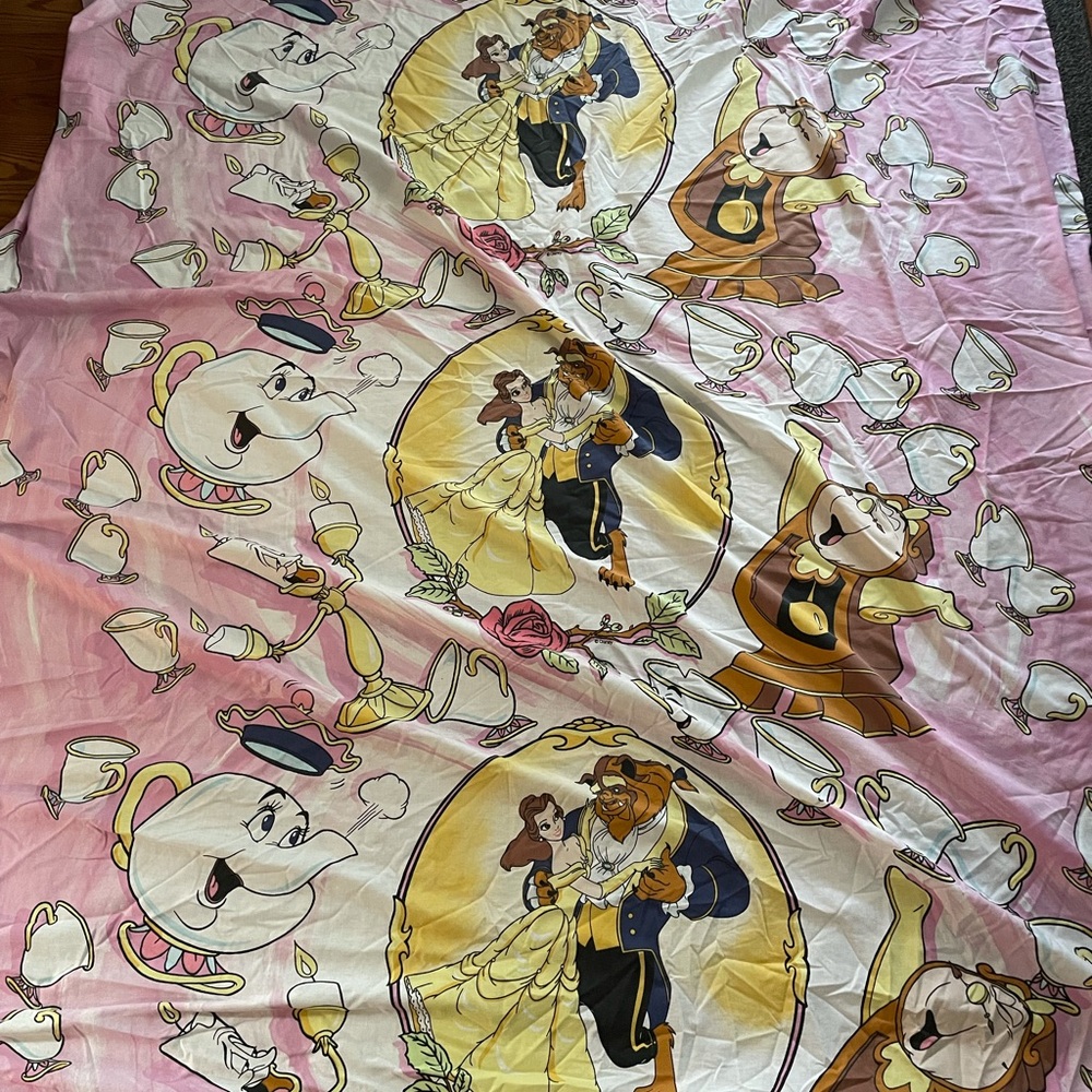 COPY - Vintage Disney beauty and the beast bed twin sheet